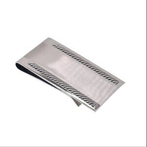 Rhodium Plated Stainless Steel Rope Edge 22mmx49mm Money Clip